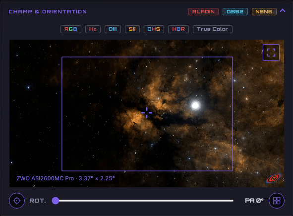 B347 dans le viewer, fond de ciel DSS2 seul : un trou d'étoiles