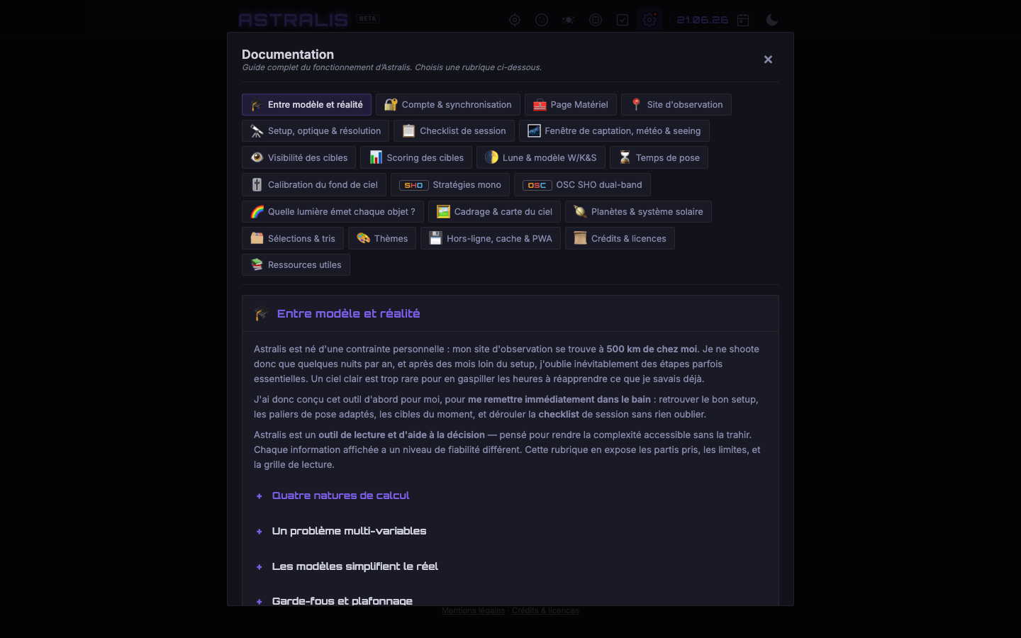 Documentation intégrée