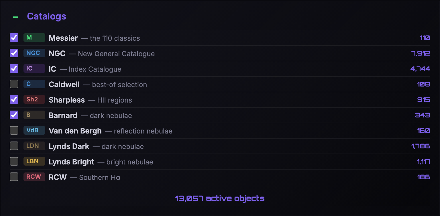 Settings: catalogs